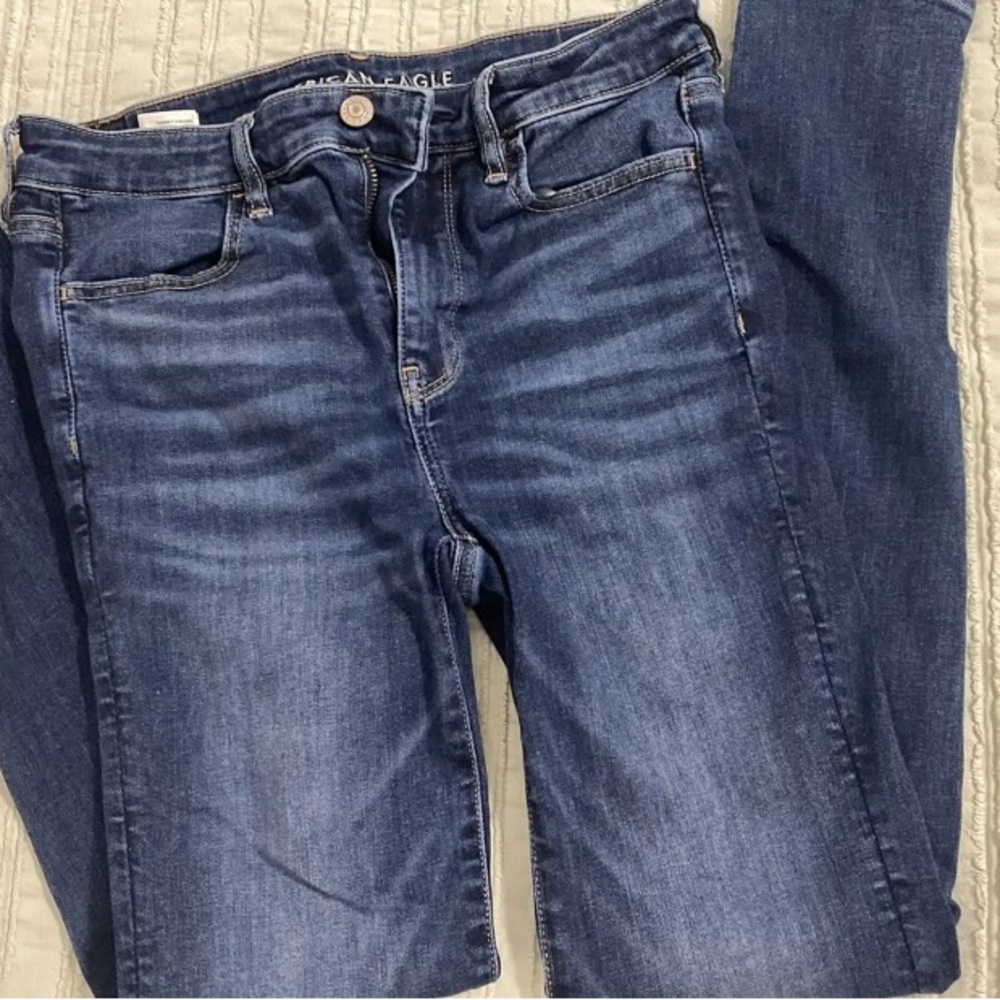 American Eagle Outfitters Women's Dark Blue Skinny Jeans (Jeggings)
